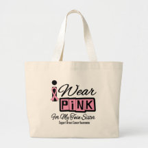 I Wear Pink Breast Cancer Twin Sister (Retro) Bags