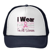 I Wear Pink Collage For All Warriors Breast Cancer Trucker Hats