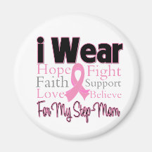 I Wear Pink Collage Step-Mom Breast Cancer Refrigerator Magnets