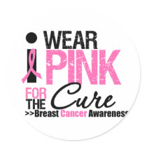 I Wear Pink For The Cure Round Stickers