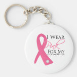 I Wear Pink Godmother Breast Cancer Keychains