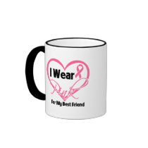 I Wear Pink Heart Ribbon Best Friend Breast Cancer Mugs