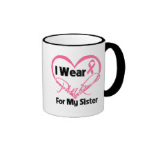 I Wear Pink Heart Ribbon Sister Breast Cancer Coffee Mugs