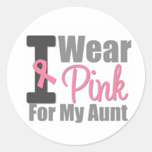 I Wear Pink Ribbon For My Aunt Round Sticker