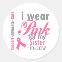 I Wear Pink Ribbon For My Sister-in-Law Round Sticker