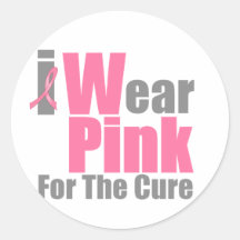 I Wear Pink Ribbon For The Cure Stickers