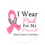 I Wear Pink Ribbon Friend Breast Cancer Stickers