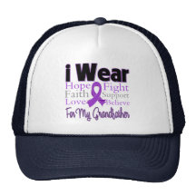 I Wear Purple Collage Grandfather - Pancreatic Can Hat