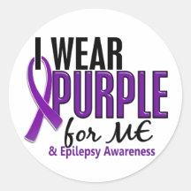 I Wear Purple For ME 10 Epilepsy Round Stickers