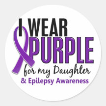 I Wear Purple For My Daughter 10 Epilepsy Round Sticker