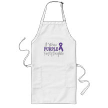I Wear Purple For My Daughter (Purple Ribbon) Aprons