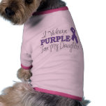 I Wear Purple For My Daughter (Purple Ribbon) Doggie T-shirt