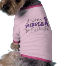 I Wear Purple For My Daughter (Purple Ribbon) Doggie T-shirt