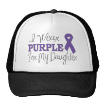 I Wear Purple For My Daughter (Purple Ribbon) Hats