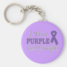 I Wear Purple For My Daughter (Purple Ribbon) Keychain
