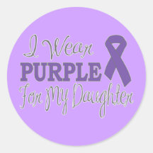 I Wear Purple For My Daughter (Purple Ribbon) Stickers