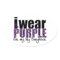I Wear Purple For My Daughter Oval Stickers