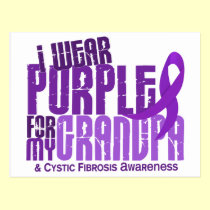 I Wear Purple For My Grandpa 6.4 Cystic Fibrosis postcards