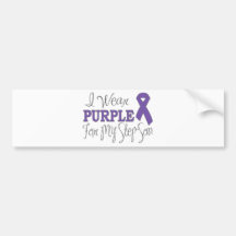 I Wear Purple For My Step-Son (Purple Ribbon) Bumper Sticker