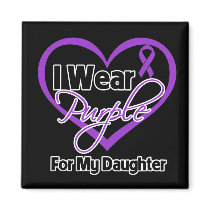 I Wear Purple Heart Ribbon - Daughter Fridge Magnets