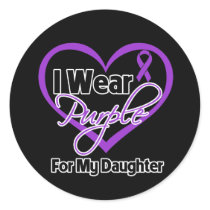 I Wear Purple Heart Ribbon - Daughter Round Sticker