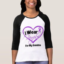 I Wear Purple Heart Ribbon - Grandma Tee Shirt