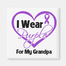 I Wear Purple Heart Ribbon - Grandpa Fridge Magnet