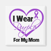 I Wear Purple Heart Ribbon - Mom Fridge Magnets