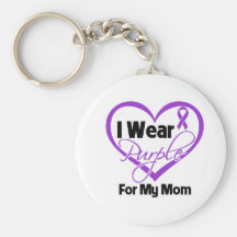 I Wear Purple Heart Ribbon - Mom Key Chain