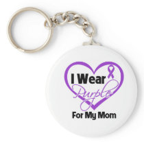 I Wear Purple Heart Ribbon - Mom Key Chain