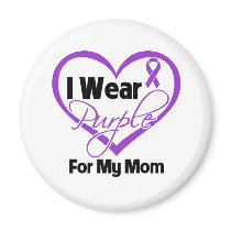 I Wear Purple Heart Ribbon - Mom Magnets