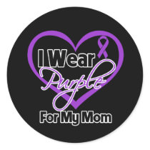 I Wear Purple Heart Ribbon - Mom Stickers