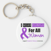 I Wear Purple Ribbon Women Domestic Violence Keychain