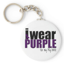 I Wear Purple to Support my Wife Key Chains