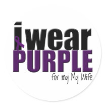 I Wear Purple to Support my Wife Round Sticker