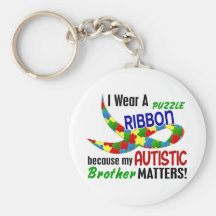 I Wear Puzzle Ribbon For My Brother 33 AUTISM Keychain