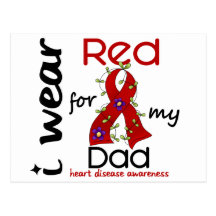 I Wear Red For My Dad 43 Heart Disease Postcards