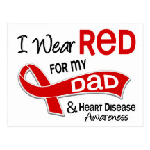 I Wear Red For My Dad Heart Disease Postcard