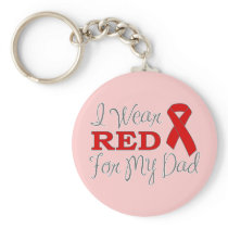 I Wear Red For My Dad (Red Ribbon) Key Chain