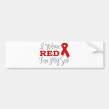 I Wear Red For My Son (Red Ribbon) Bumper Sticker