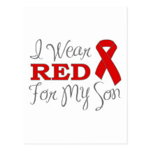 I Wear Red For My Son (Red Ribbon) Postcard