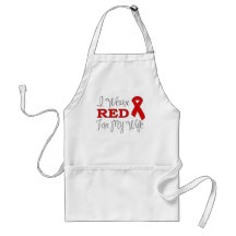 I Wear Red For My Wife (Red Ribbon) Aprons