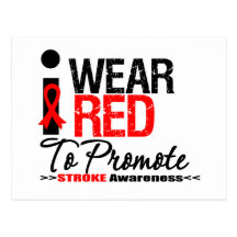 I Wear Red Ribbon To Promote Stroke Awareness Postcard