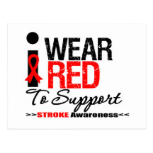 I Wear Red Ribbon To Support Stroke Awareness Post Cards