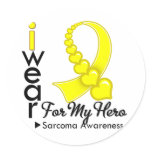I Wear Sarcoma Ribbon For My Hero Round Stickers
