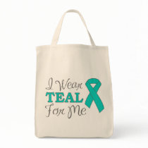 I Wear Teal For Me (Teal Awareness Ribbon) Canvas Bags