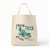 I Wear Teal For My Mom 45 Ovarian Cancer Tote Bags