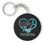 I Wear Teal Heart Ribbon For My Mom Keychains