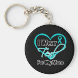 I Wear Teal Heart Ribbon For My Mom Keychains