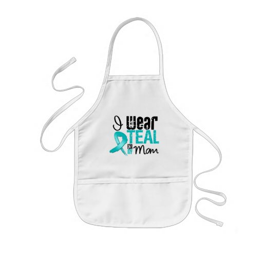 I Wear Teal Ribbon For My Mom Aprons